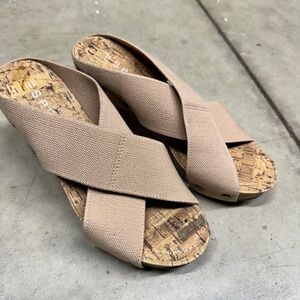 Esprit Tan Wedge Sandals Size 7. Cork Style Bottom